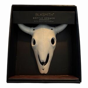 BLKSMITH Longhorn Wall Bottle Opener Cast Iron Bone Country Barware Cave Texas